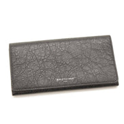 Balenciaga Antracite Grey Arena Leather Long Wallet available at Queen Bee of Beverly Hills
