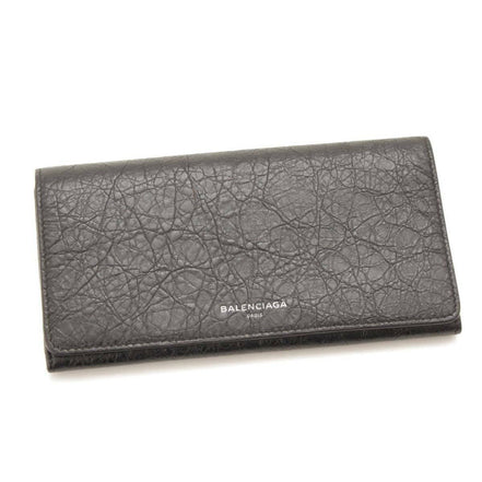 Balenciaga Antracite Grey Arena Leather Long Wallet available at Queen Bee of Beverly Hills