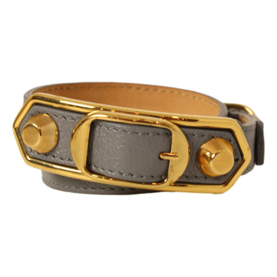 Balenciaga Arena Bleu Acier Shiny Goat M Leather Wrap Bracelet available at Queen Bee of Beverly Hills