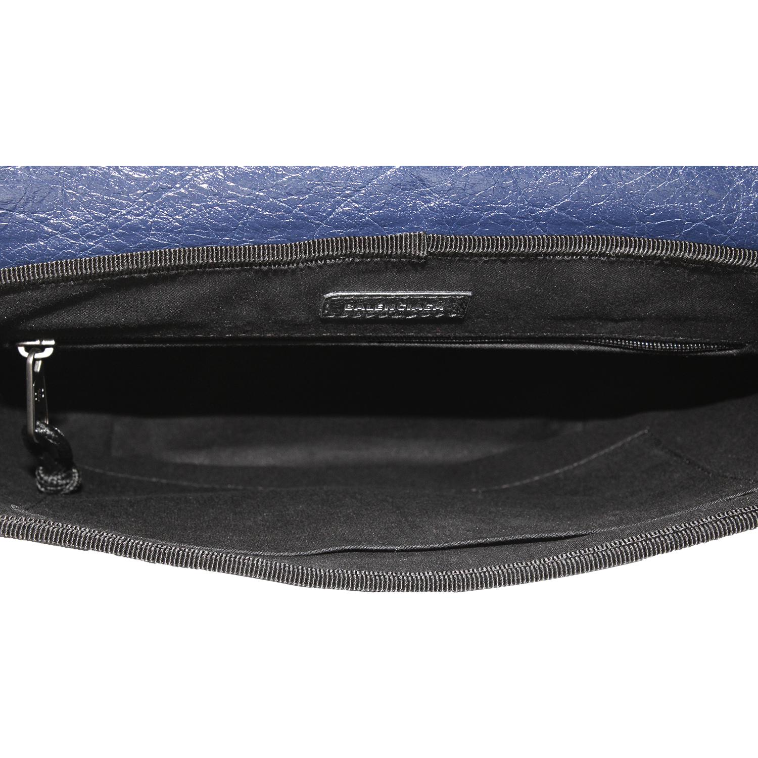 Balenciaga Arena Blue Lambskin Leather Flap Messenger Bag available at Queen Bee of Beverly Hills
