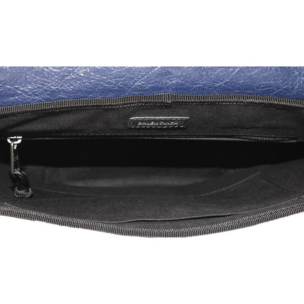 Balenciaga Arena Blue Lambskin Leather Flap Messenger Bag available at Queen Bee of Beverly Hills