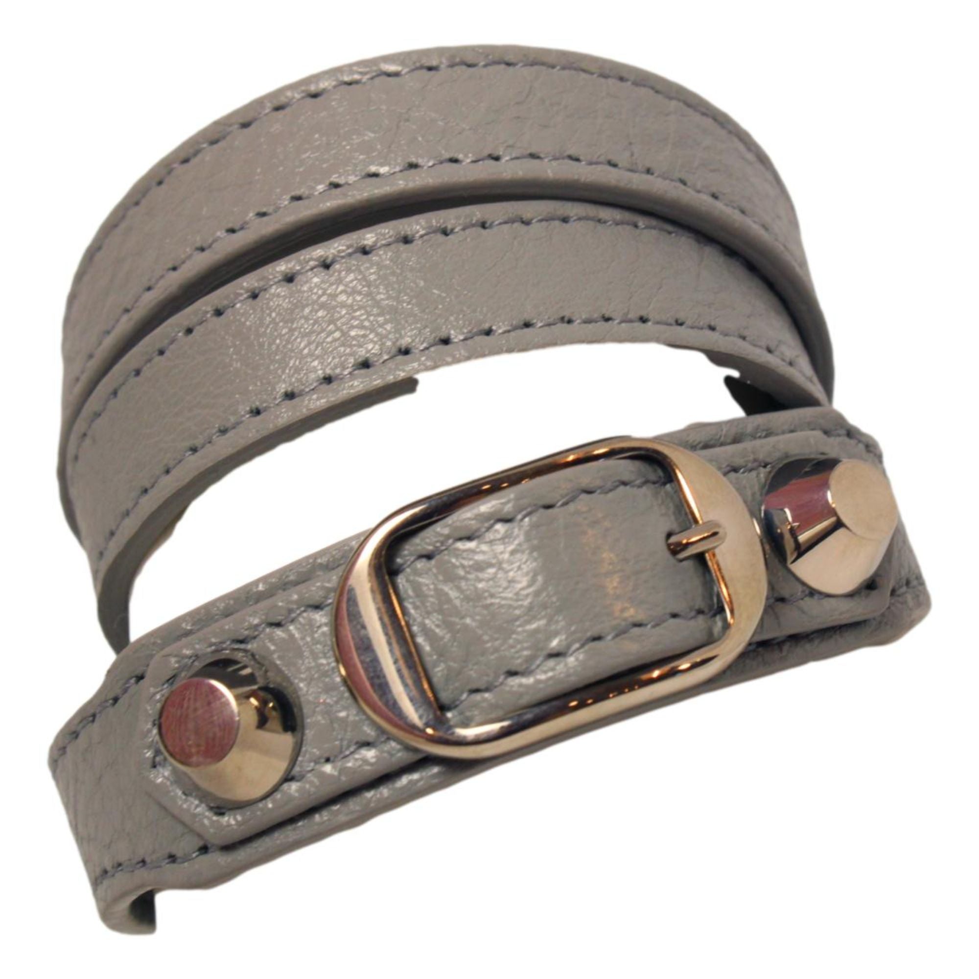 Balenciaga Arena Grey Lambskin Leather Wrap Bracelet at_Queen_Bee_of_Beverly_Hills