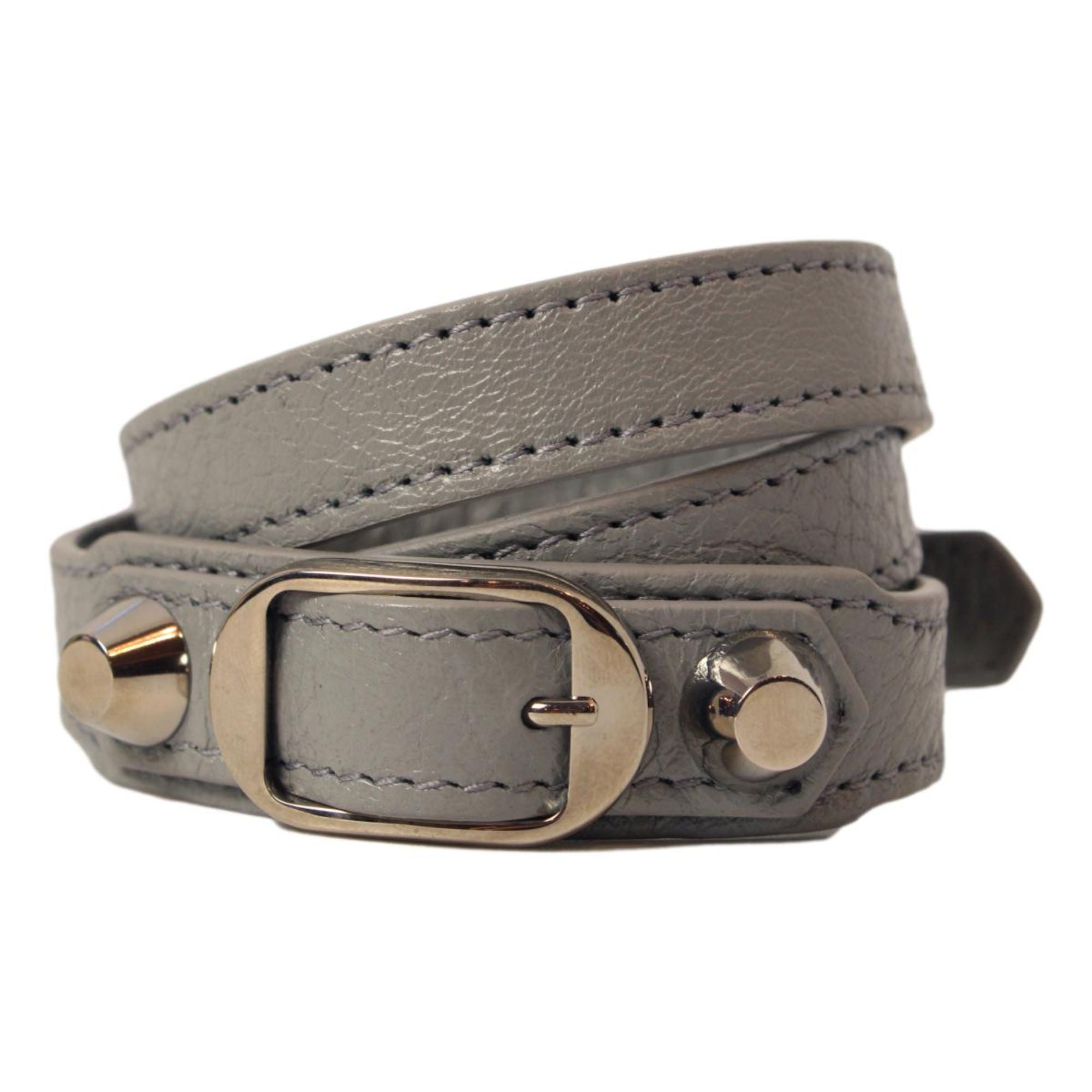 Balenciaga Arena Grey Lambskin Leather Wrap Bracelet available at Queen Bee of Beverly Hills