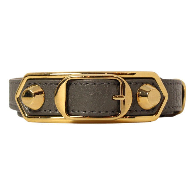 Balenciaga Arena Triple Wrap Bracelet Dark Grey Studded Leather Small available at Queen Bee of Beverly Hills