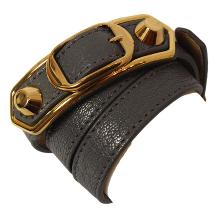Balenciaga Arena Triple Wrap Bracelet Dark Grey Studded Leather Small available at Queen Bee of Beverly Hills