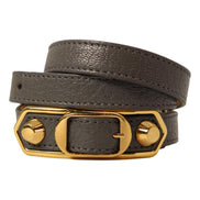Balenciaga Arena Triple Wrap Bracelet Dark Grey Studded Leather Small available at Queen Bee of Beverly Hills