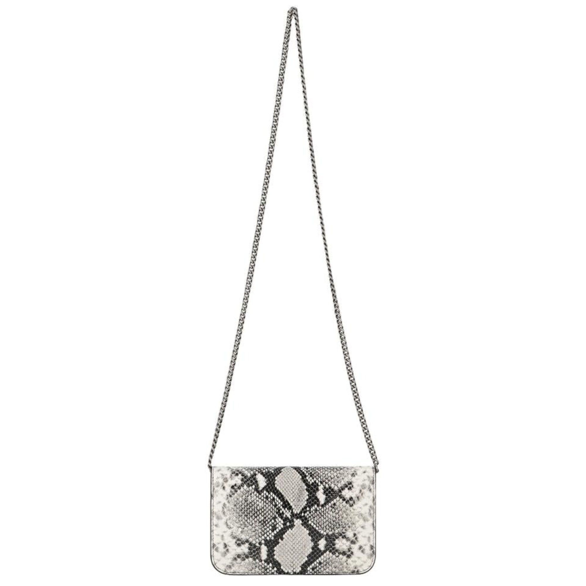Balenciaga B Python Print Calfskin Leather Wallet on Chain Bag 593615 at_Queen_Bee_of_Beverly_Hills