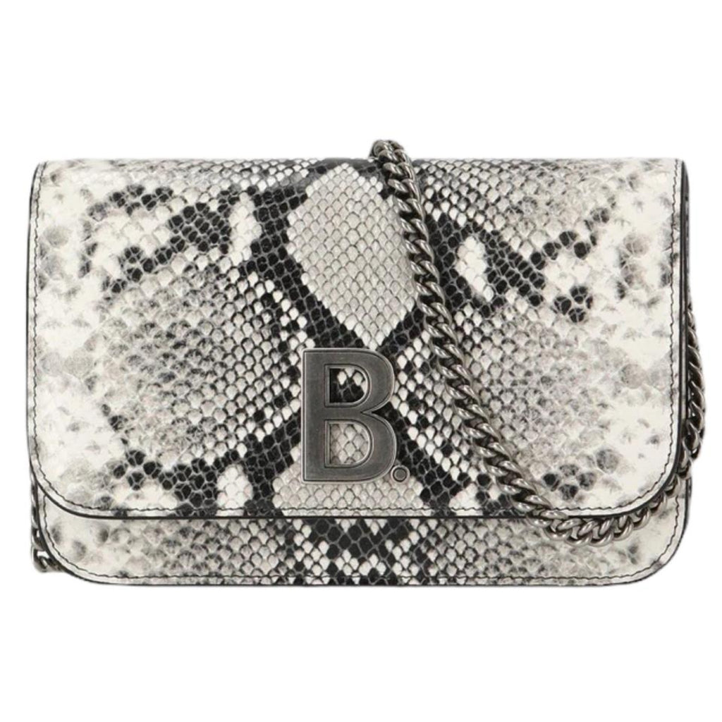 Balenciaga B Python Print Calfskin Leather Wallet on Chain Bag