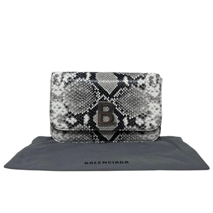 Balenciaga B Python Print Calfskin Leather Wallet on Chain Bag available at Queen Bee of Beverly Hills