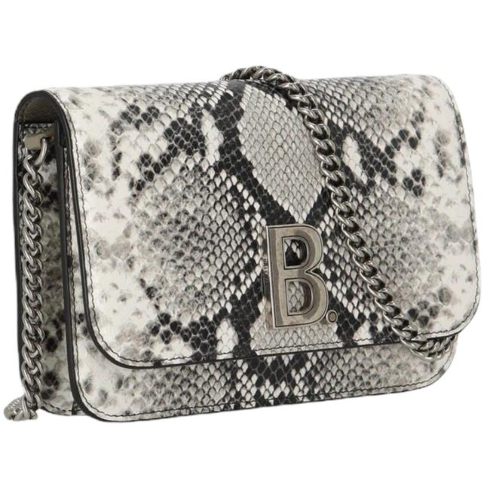 Balenciaga B Python Print Calfskin Leather Wallet on Chain Bag available at Queen Bee of Beverly Hills