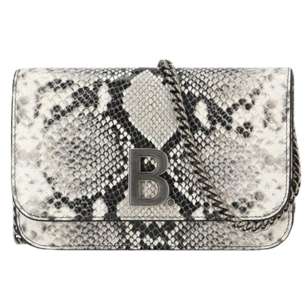 Balenciaga B Python Print Calfskin Leather Wallet on Chain Bag available at Queen Bee of Beverly Hills