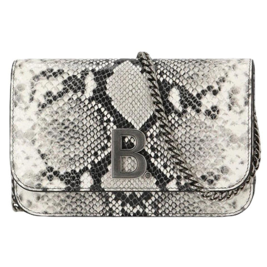 Balenciaga B Python Print Calfskin Leather Wallet on Chain Bag available at Queen Bee of Beverly Hills