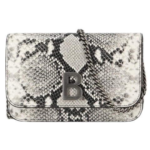 Balenciaga B Python Print Calfskin Leather Wallet on Chain Bag available at Queen Bee of Beverly Hills