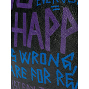 Balenciaga Bazar Graffiti Purple Blue Black Arena Leather Pouch available at Queen Bee of Beverly Hills