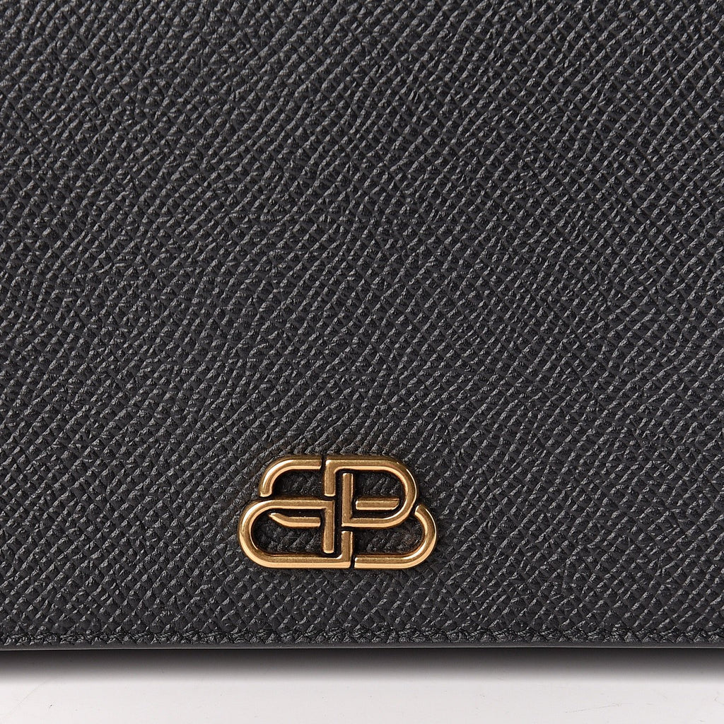 Balenciaga BB Grained Calfskin Black Wallet On Chain Crossbody 601392 at_Queen_Bee_of_Beverly_Hills