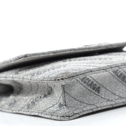 Balenciaga BB Silver Glittered Leather Wallet on Chain Bag available at Queen Bee of Beverly Hills