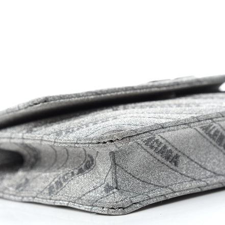 Balenciaga BB Silver Glittered Leather Wallet on Chain Bag available at Queen Bee of Beverly Hills