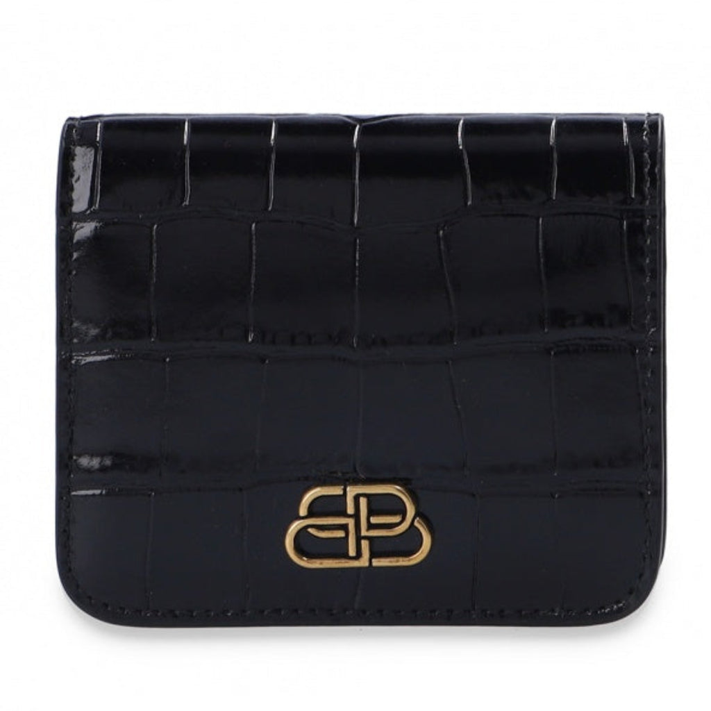 Embossed Black Leather Wallet