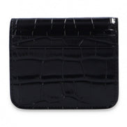 Balenciaga Black Calf Leather Crocodile Embossed Wallet available at Queen Bee of Beverly Hills