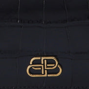 Balenciaga Black Calf Leather Crocodile Embossed Wallet available at Queen Bee of Beverly Hills
