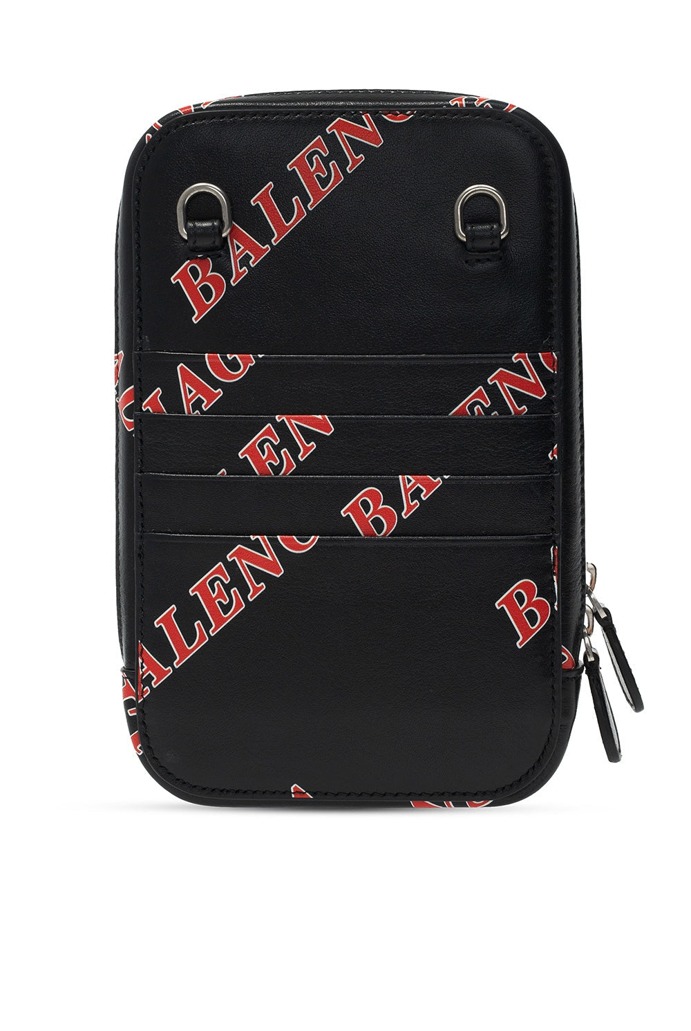 Balenciaga Black Calfskin Leather Sport Print Phone Holder Bag available at Queen Bee of Beverly Hills