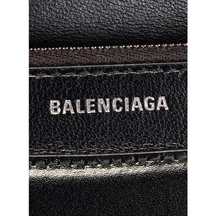 Balenciaga Black Shiny Calfskin Leather Chain Wallet Shoulder Bag available at Queen Bee of Beverly Hills