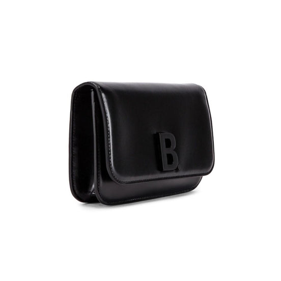 Balenciaga Black Shiny Calfskin Leather Chain Wallet Shoulder Bag available at Queen Bee of Beverly Hills
