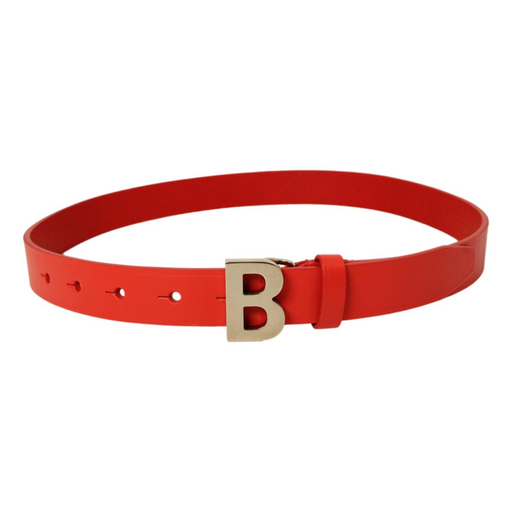 Balenciaga Bright Red Calfskin Leather B Logo Belt Size 70 593904 at_Queen_Bee_of_Beverly_Hills