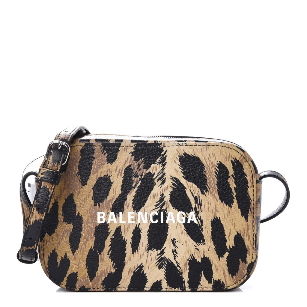 Balenciaga Calfskin Logo Printed Leopard XS Everyday Camera Bag 552372 at_Queen_Bee_of_Beverly_Hills