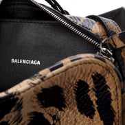 Balenciaga Calfskin Logo Printed Leopard XS Everyday Camera Bag available at Queen Bee of Beverly Hills