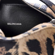 Balenciaga Calfskin Logo Printed Leopard XS Everyday Camera Bag available at Queen Bee of Beverly Hills