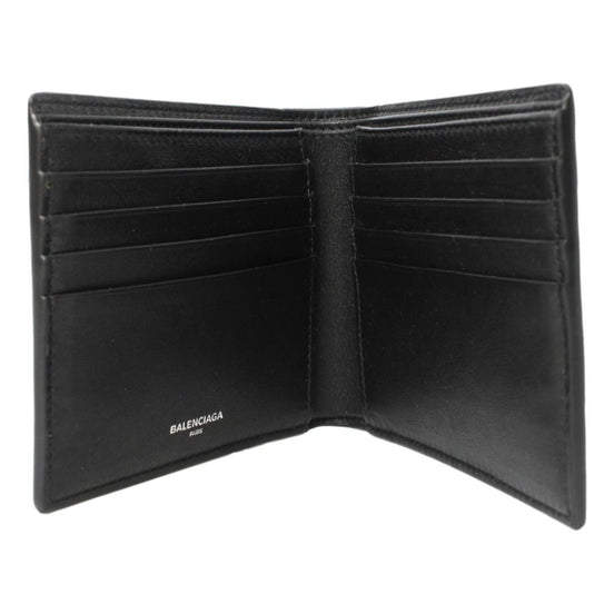 Balenciaga Cash Black Calfskin Leather Perforated Bifold Wallet available at Queen Bee of Beverly Hills