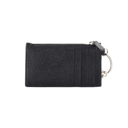 Balenciaga Cash Logo Black Grain Leather Neck Lanyard Card Holder Wallet available at Queen Bee of Beverly Hills