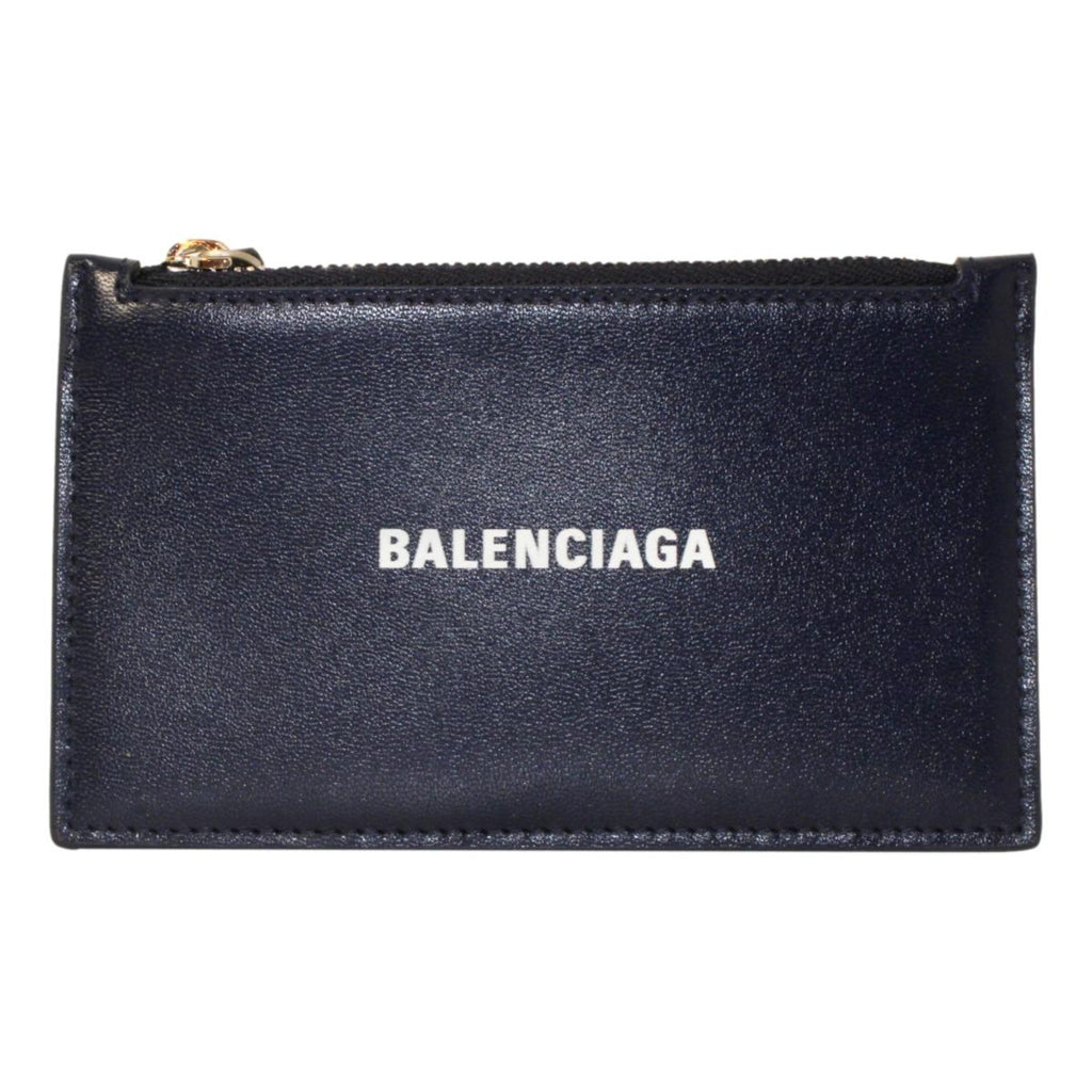 Balenciaga Cash Navy Leather Large Coin Card Holder Wallet 594311 at_Queen_Bee_of_Beverly_Hills