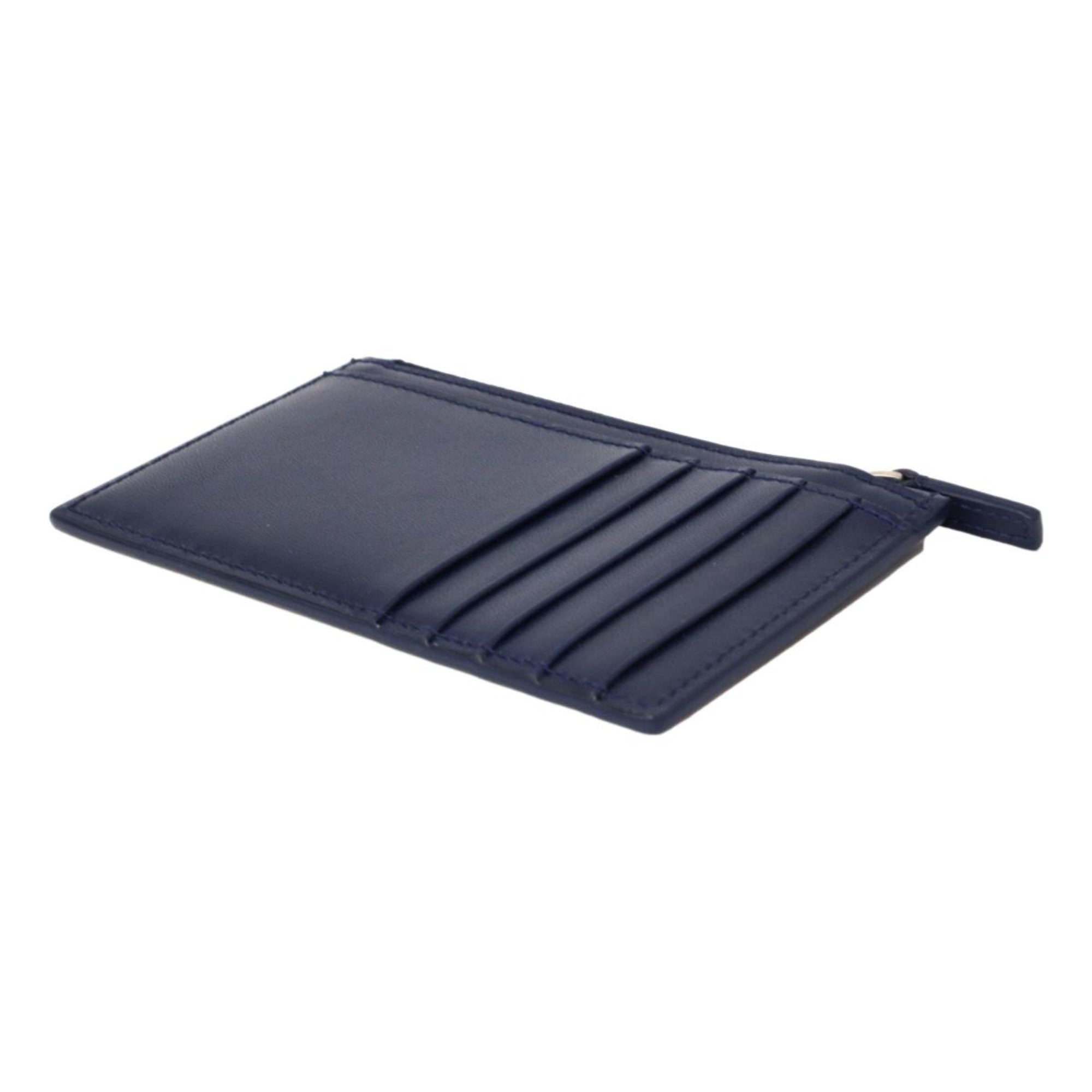 Balenciaga Cash Navy Leather Large Coin Card Holder Wallet available at Queen Bee of Beverly Hills