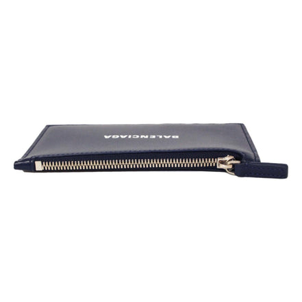 Balenciaga Cash Navy Leather Large Coin Card Holder Wallet available at Queen Bee of Beverly Hills