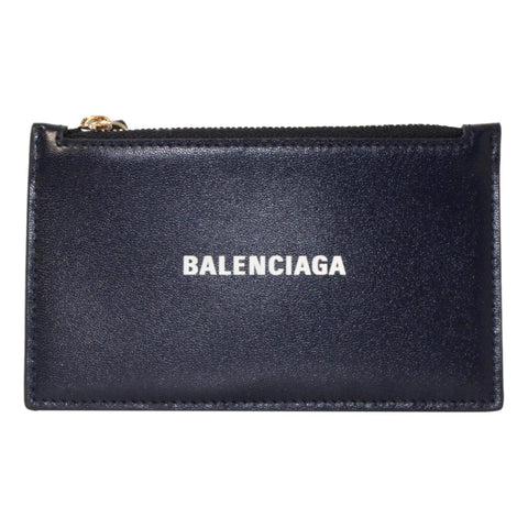 Balenciaga Cash Navy Leather Large Coin Card Holder Wallet available at Queen Bee of Beverly Hills