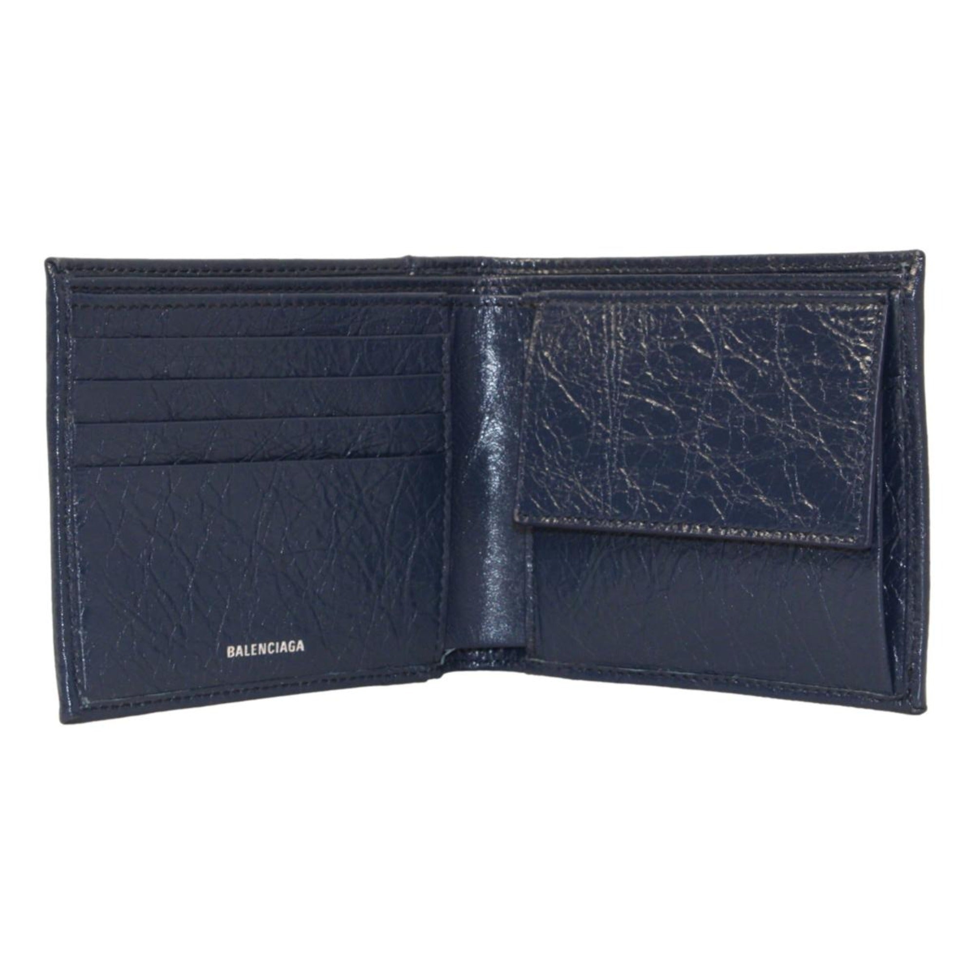 Balenciaga Cash Square Blue Arena Leather Bifold Wallet 542001 at_Queen_Bee_of_Beverly_Hills