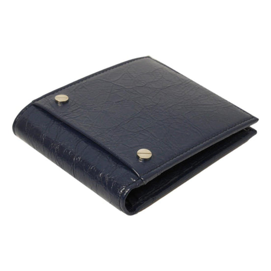 Balenciaga Cash Square Blue Arena Leather Bifold Wallet available at Queen Bee of Beverly Hills