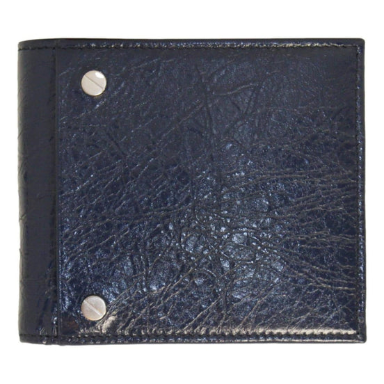 Balenciaga Cash Square Blue Arena Leather Bifold Wallet available at Queen Bee of Beverly Hills