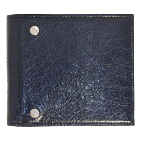 Balenciaga Cash Square Blue Arena Leather Bifold Wallet available at Queen Bee of Beverly Hills