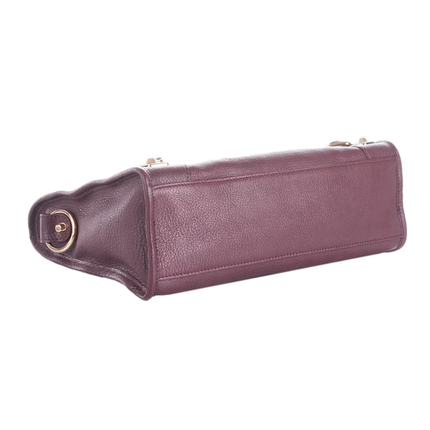 Balenciaga City Prune Purple Goat Leather Small Shoulder Bag available at Queen Bee of Beverly Hills