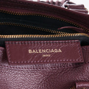 Balenciaga City Prune Purple Goat Leather Small Shoulder Bag available at Queen Bee of Beverly Hills