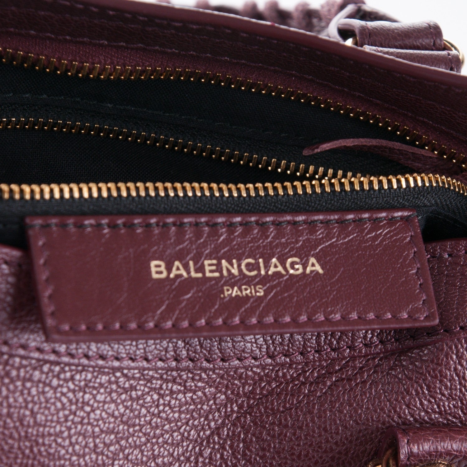 Balenciaga City Prune Purple Goat Leather Small Shoulder Bag available at Queen Bee of Beverly Hills