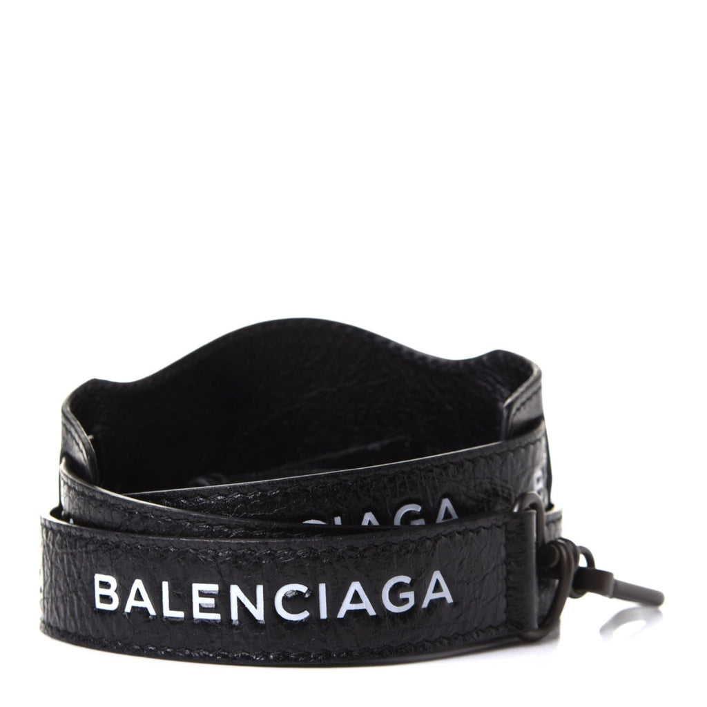 Balenciaga Classic City Black Arena Leather Logo Strap Satchel 505550 at_Queen_Bee_of_Beverly_Hills