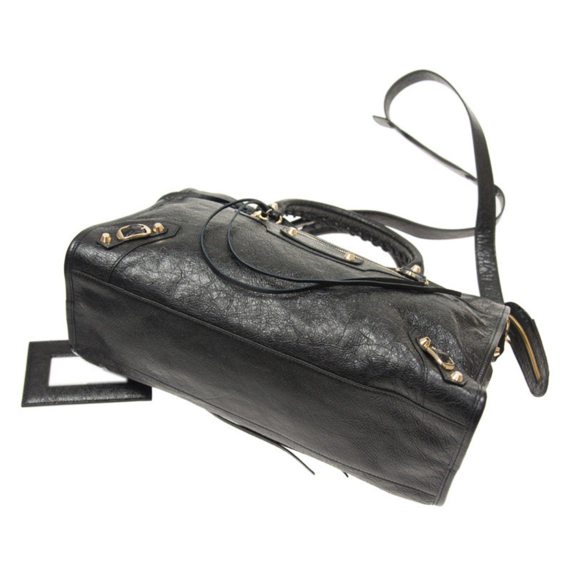 Balenciaga Classic City Grey Shiny Arena Leather Shoulder Bag available at Queen Bee of Beverly Hills