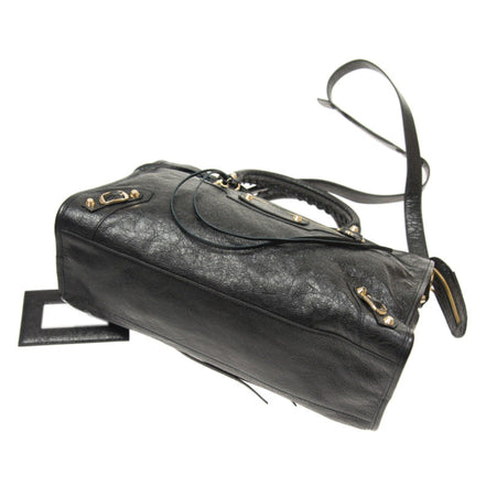 Balenciaga Classic City Grey Shiny Arena Leather Shoulder Bag available at Queen Bee of Beverly Hills