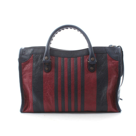 Balenciaga Classic City Marine Bordeaux Stripe Small Satchel Bag available at Queen Bee of Beverly Hills