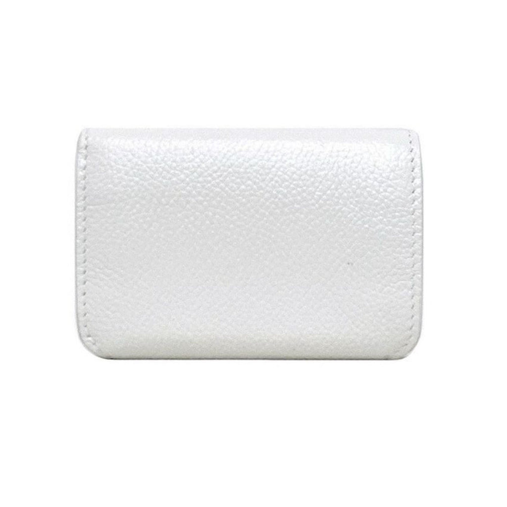 Balenciaga Everyday White Leather Logo Mini Trifold Wallet 593813 at_Queen_Bee_of_Beverly_Hills