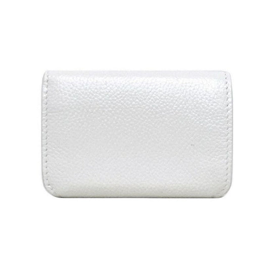 Balenciaga Everyday White Leather Logo Mini Trifold Wallet available at Queen Bee of Beverly Hills